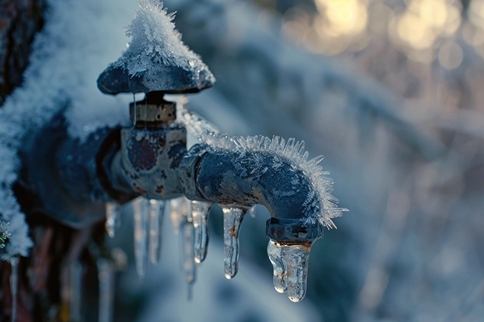 Frozen outdoor faucet