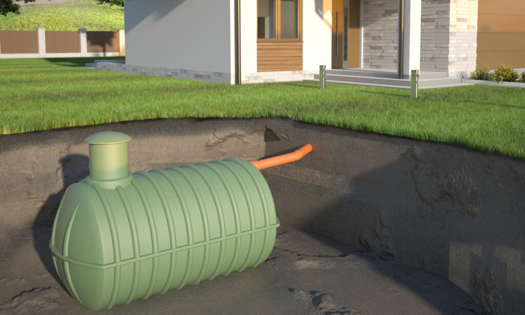 3D rendering of an underground septic tank.